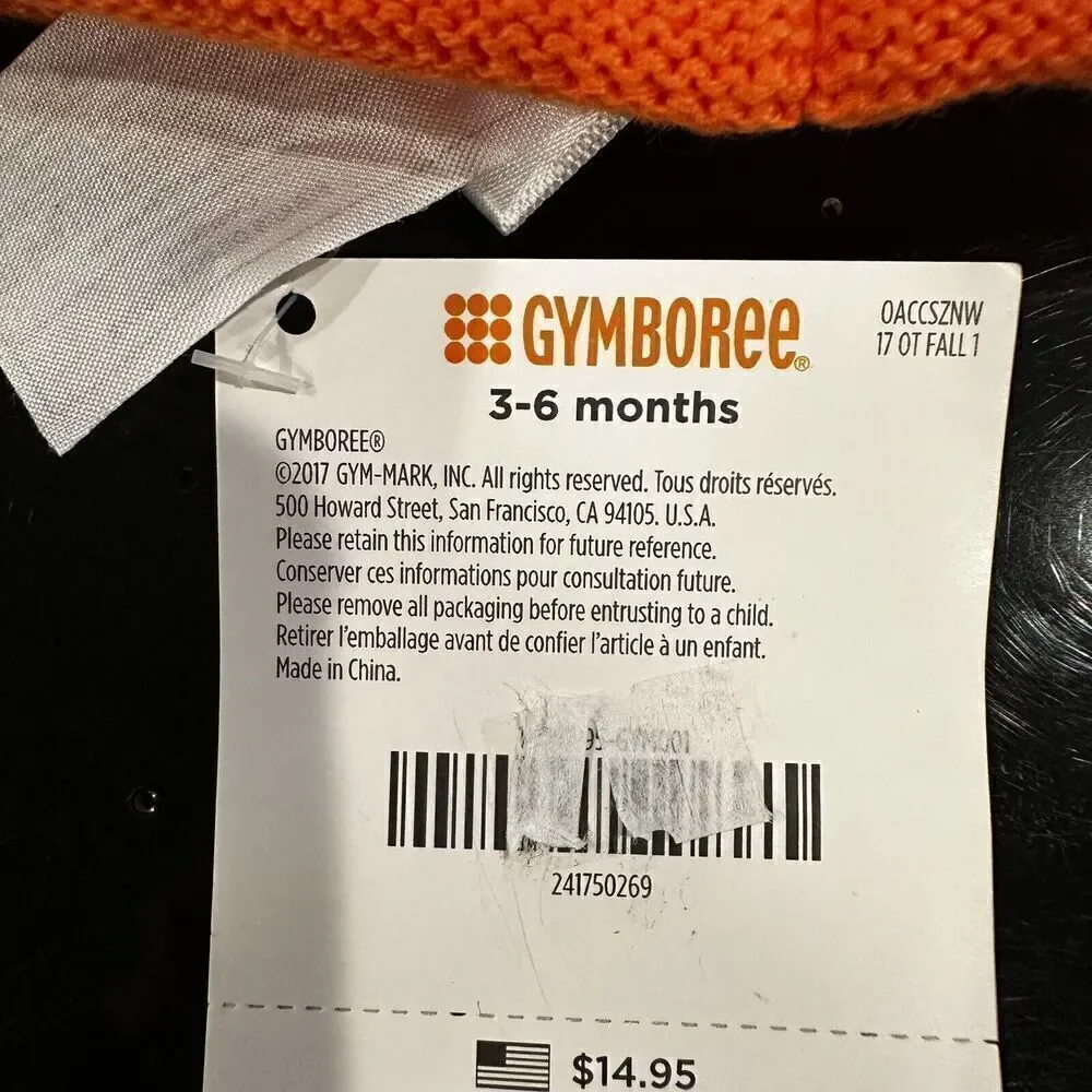 GYMBOREE Fall Festival Orange Pumpkin Sweater Beanie Hat 3-6 Month NWT Stem 2017